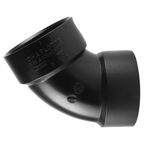 Charlotte Pipe 3 in. Hub X 3 in. D Hub ABS 60 Degree Elbow